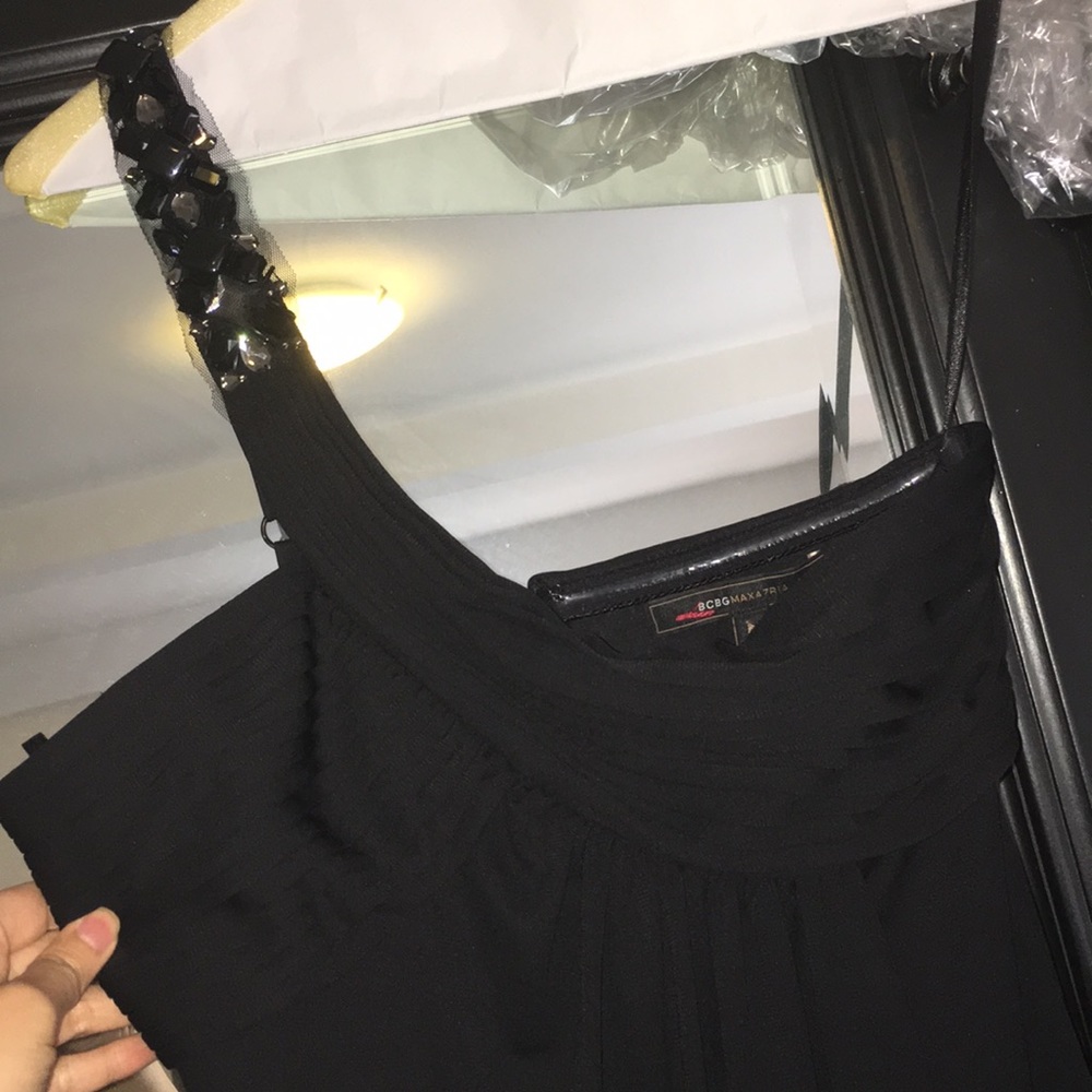 One shoulder bcbg black gown